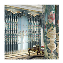 Amazon select supplier high quality green Polyester custom curtains for the living room luxury home curtain window